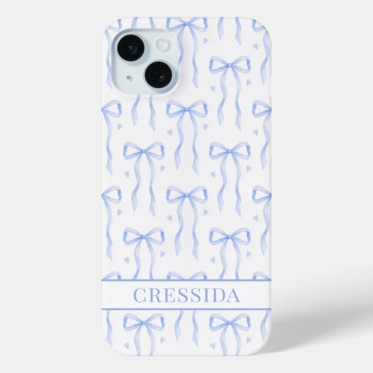 Blauwe Coquette Strikken met Monogram Case-Mate iPhone Case (Achterkant)