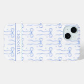 Blauwe Coquette Strikken met Monogram Case-Mate iPhone Case (Achterkant (horizontaal))