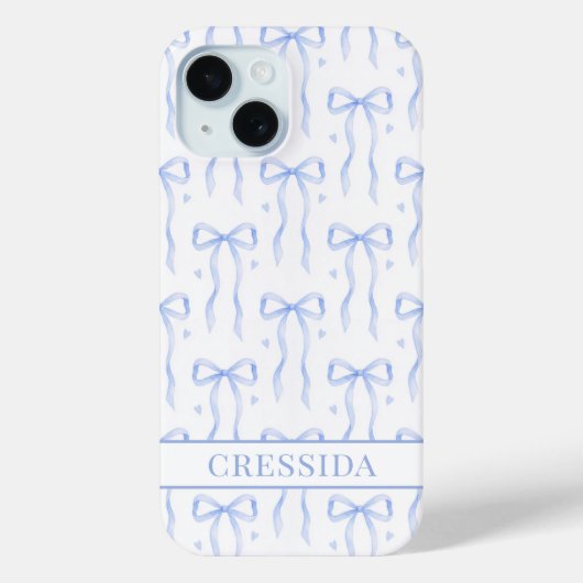 Blauwe Coquette Strikken met Monogram Case-Mate iPhone Case (Achterkant)