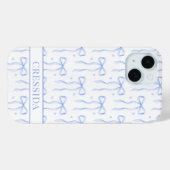 Blauwe Coquette Strikken met Monogram Case-Mate iPhone Case (Achterkant (horizontaal))