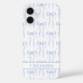 Blauwe Coquette Strikken met Monogram iPhone 16 Hoesje