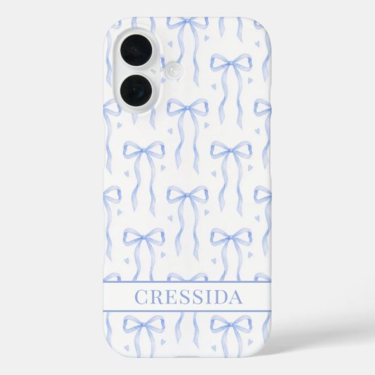 Blauwe Coquette Strikken met Monogram Case-Mate iPhone Case (Achterkant)