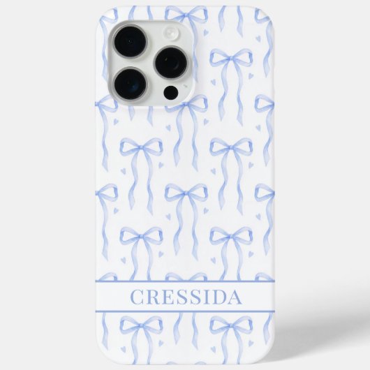 Blauwe Coquette Strikken met Monogram Case-Mate iPhone Case (Achterkant)
