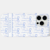 Blauwe Coquette Strikken met Monogram Case-Mate iPhone Case (Achterkant (horizontaal))