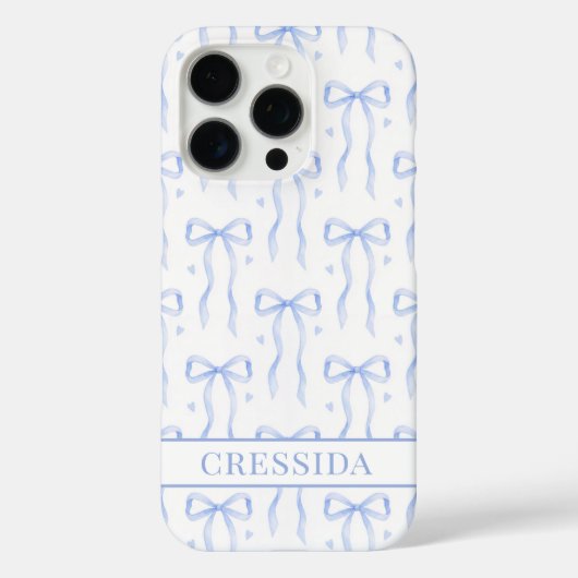 Blauwe Coquette Strikken met Monogram Case-Mate iPhone Case (Achterkant)