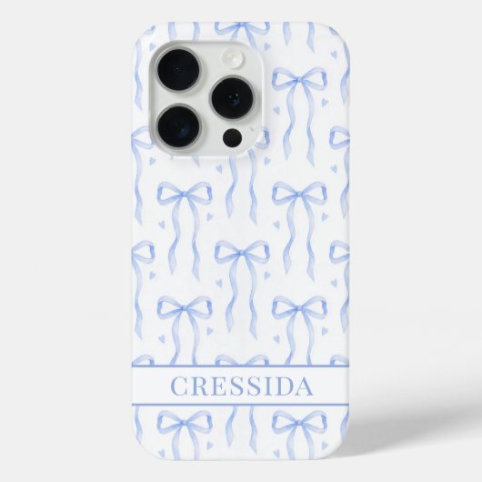 Blauwe Coquette Strikken met Monogram Case-Mate iPhone Case (Achterkant)