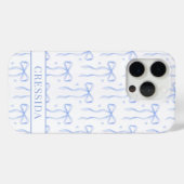 Blauwe Coquette Strikken met Monogram Case-Mate iPhone Case (Achterkant (horizontaal))