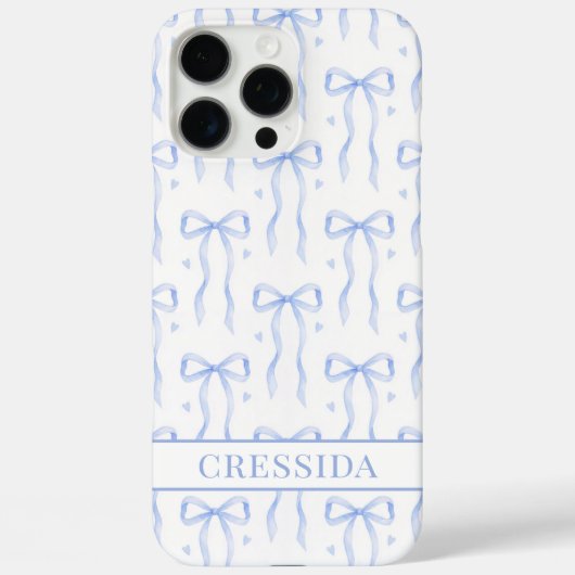 Blauwe Coquette Strikken met Monogram Case-Mate iPhone Case (Achterkant)