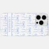 Blauwe Coquette Strikken met Monogram Case-Mate iPhone Case (Achterkant (horizontaal))