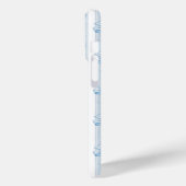 Blauwe Coquette Strikken op Gestreept Monogram Case-Mate iPhone Case (Achterkant / Links)