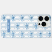 Blauwe Coquette Strikken op Strepen Monogram Case-Mate iPhone Case (Achterkant (horizontaal))