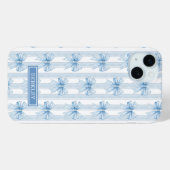 Blauwe Coquette Strikken op Strepen Monogram Case-Mate iPhone Case (Achterkant (horizontaal))