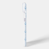 Blauwe Coquette Strikken op Strepen Monogram Case-Mate iPhone Case (Achterkant / Links)