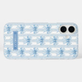 Blauwe Coquette Strikken op Strepen Monogram Case-Mate iPhone Case (Achterkant (horizontaal))
