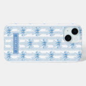 Blauwe Coquette Strikken op Strepen Monogram Case-Mate iPhone Case (Achterkant (horizontaal))