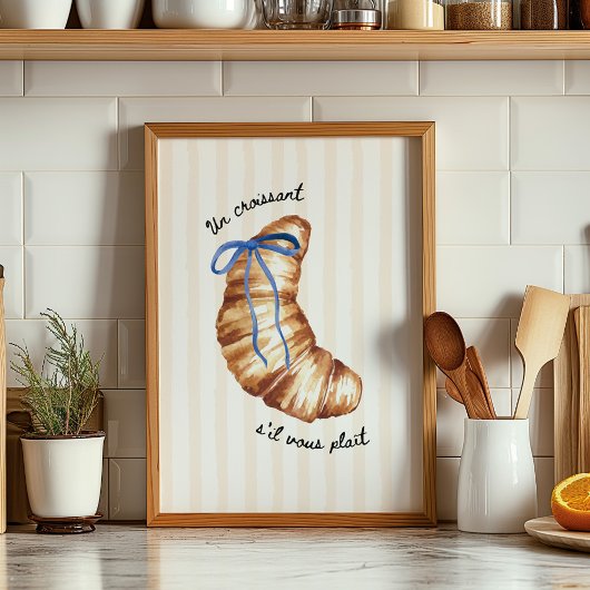 Blauwe Coquette Un Croissant S'il Vous Plaît Poste Poster