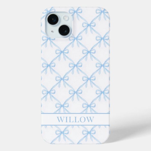 Blauwe Coquette Watercolor Strikken Case-Mate iPhone Case (Achterkant)
