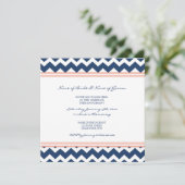 Blauwe Coral Chevron Engagement Party Kaart (Staand voorkant)