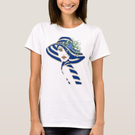 Blauwe Corn Flowers & White Roses Wedding T-shirt (Voorkant)