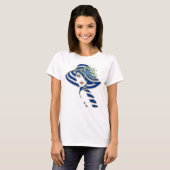 Blauwe Corn Flowers & White Roses Wedding T-shirt (Voorkant volledig)