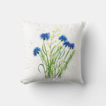 Blauwe cornbloemen bloemen waterverf  bloemen