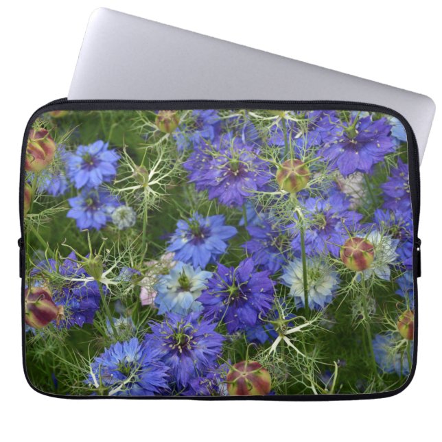 Blauwe cornbloemen laptop sleeve (Voorkant)