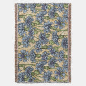 Blauwe cornbloemen, wilde bloemen op honnegeel deken (Voorkant Verticaal)