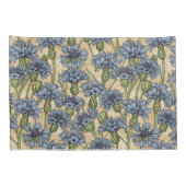 Blauwe cornbloemen, wilde bloemen op honnegeel kussensloop (Achterkant-Rechts)