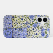 Blauwe Cornflower Patchwork Quilt iPhone 16 Hoesje (Achterkant horizontaal)