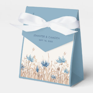 Blauwe Cornflowers & Wheat Field Cream Wedding Bedankdoosjes