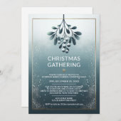 Blauwe Corporate Kerstuitnodiging Gouden accenten Feestdagenkaart (Voorkant / Achterkant)