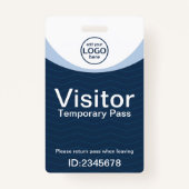 Blauwe Corporate Visitor Pass ID Barcode met custo Badge (Voorkant)