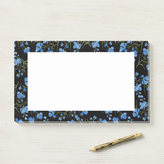 Blauwe Cosmos Bloemen Post-it® Notes (Op bureau)
