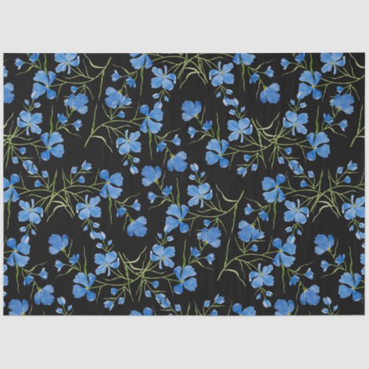 Blauwe Cosmos Bloemen Tissuepapier (Voorkant)