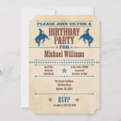Blauwe  Cowboy Birthday Uitnodiging (Voorkant)