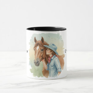 Blauwe Cowboy die een Paard Kust Verjaardagsfeest Mok