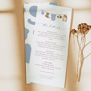 Blauwe Cowboy Klerenlijn Baby Shower Menukaart Kaart