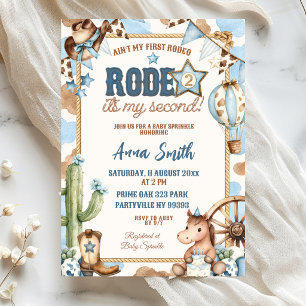 Blauwe Cowboy Niet Haar Eerste Rodeo Baby Shower Kaart