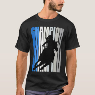 Blauwe Cowgirl Kampioen Paardrijen Vat Racing W T-shirt