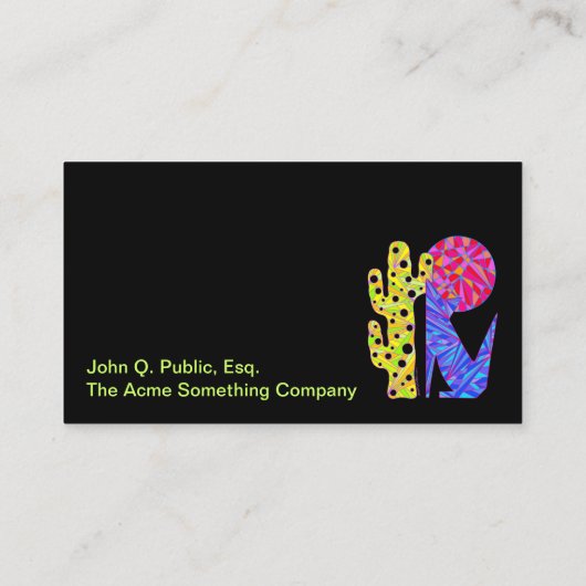 Blauwe Coyote Zuidwestelijke Stijl Kleurrijk Visitekaartje (Achterkant)