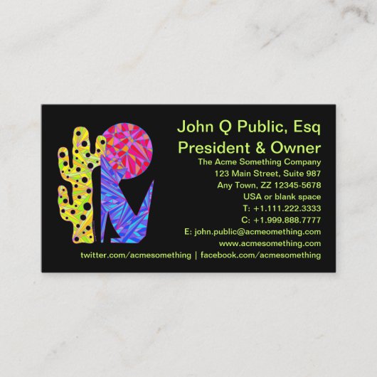 Blauwe Coyote Zuidwestelijke Stijl Kleurrijk Visitekaartje (Voorkant)