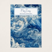Blauwe crashende golven dikke oorenkaart visitekaartje (Voorkant)