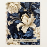Blauwe Cream Bloemen Pioen Patroon Gepersonaliseer Planner<br><div class="desc">Mooie & elegante grote blye & crème herhaal bloemenpioenen op een zwarte achtergrond planner. Voeg jouw naam toe aan de voorkant van deze elegante planner om deze schoonheid verder te personaliseren.</div>