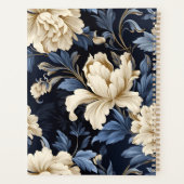 Blauwe Cream Bloemen Pioen Patroon Gepersonaliseer Planner (Achterkant)