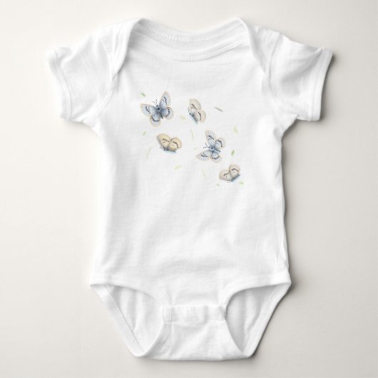 Blauwe & Cream Vlinders in Dreamy Vlucht Romper (Voorkant)
