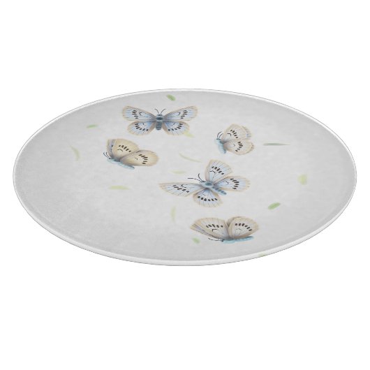 Blauwe & Cream Vlinders in Dromerige Flight Cuttin Snijplank (Hoek)