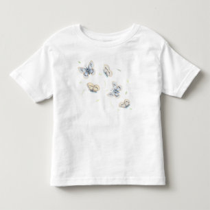 Blauwe & Cream Vlinders in Vlucht Kinder Shirts