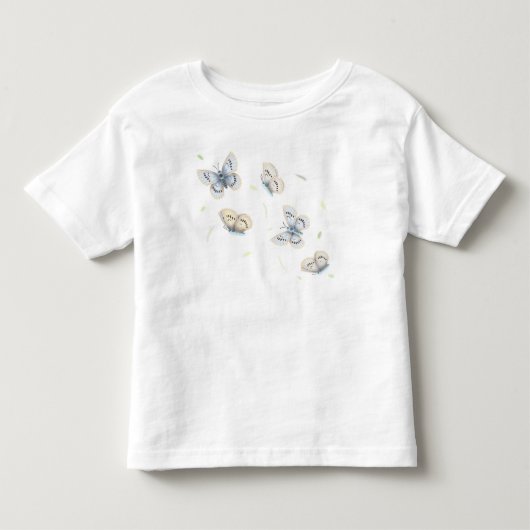 Blauwe & Cream Vlinders in Vlucht Kinder Shirts (Voorkant)