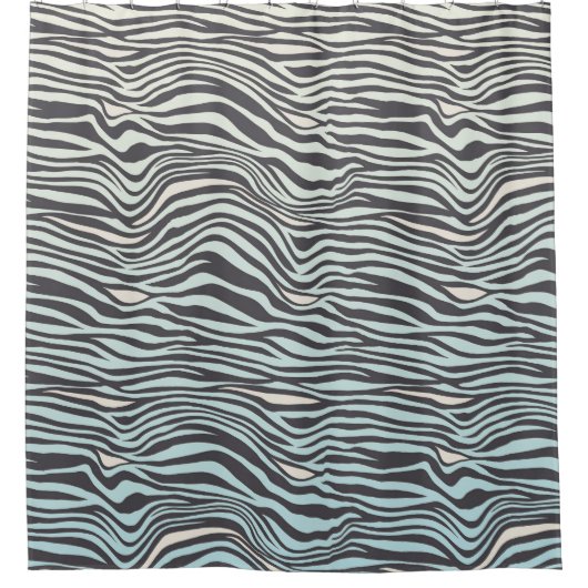 Blauwe Cream Zebra Print Ombre Douchegordijn (Voorkant)
