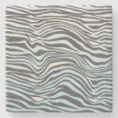 Blauwe Cream Zebra Print Ombre Stenen Onderzetter (Voorkant)
